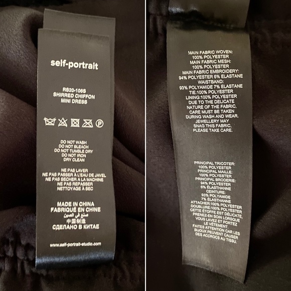 NEW Self-Portrait Shirred Chiffon Dress Black 6 - Picture 17 of 17